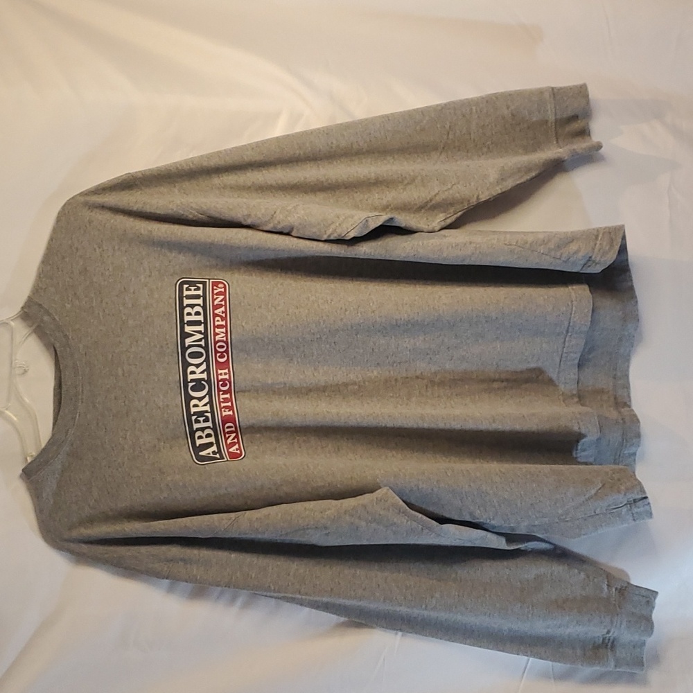 Abercrombie & Fitch Company XL Gray With Distressed Logo on Front Long Sleeve